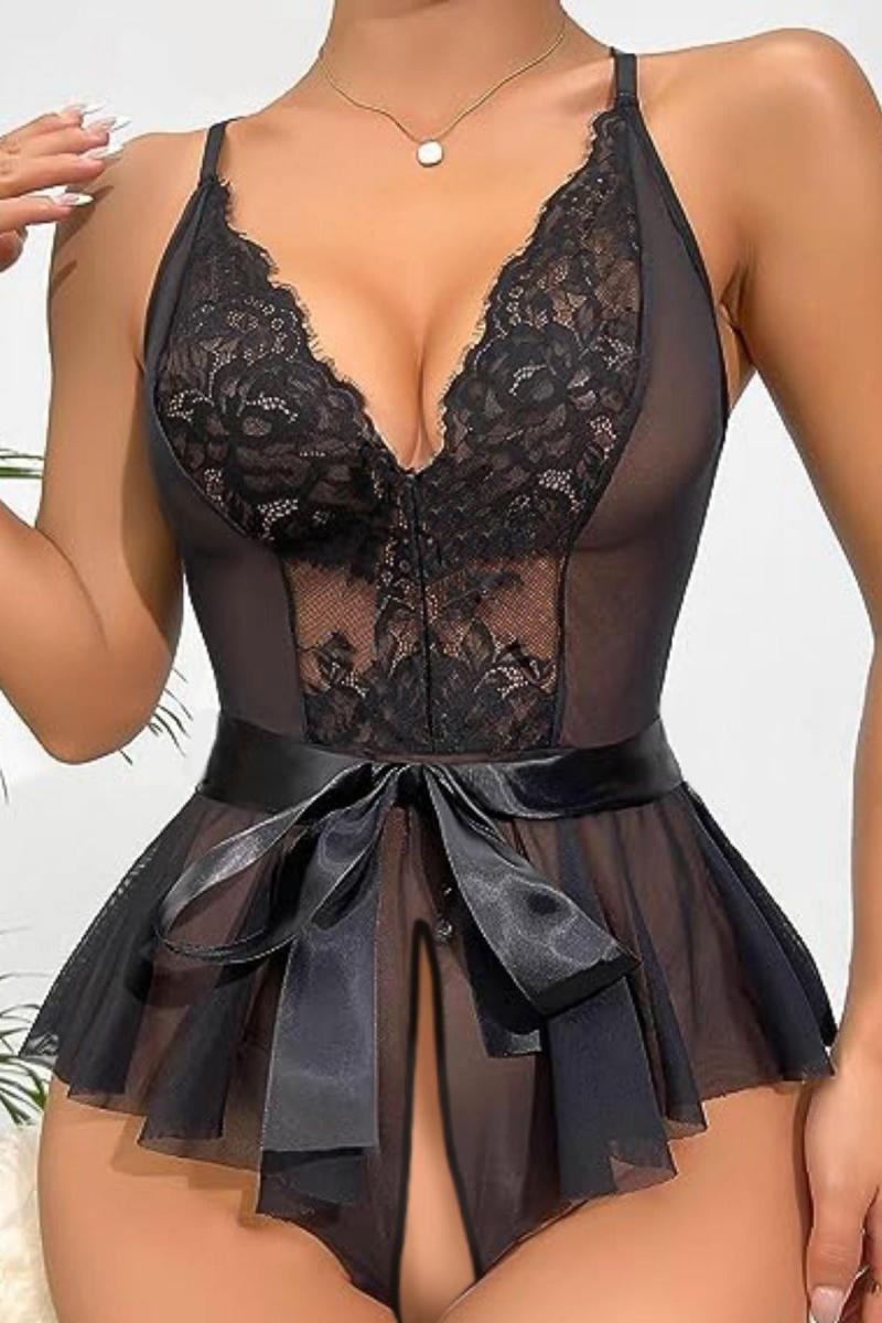 MM-1021 Siyah Peri Erotik Bodysuit