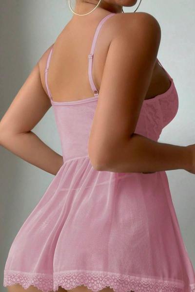 MM-1005 Pembe Jartiyerli Erotik Gecelik
