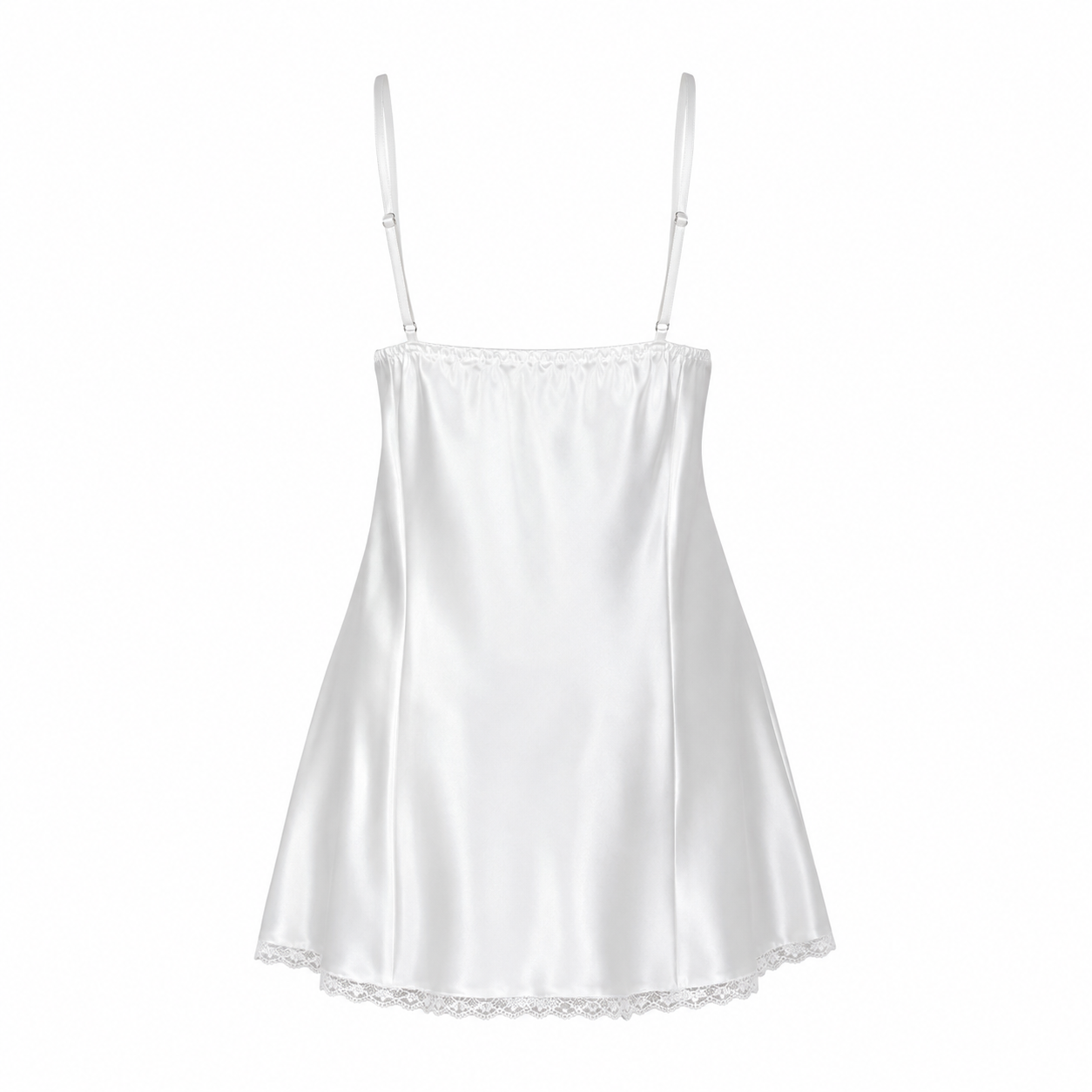 MM-4009- Hailey Beyaz Mini Saten Gecelik