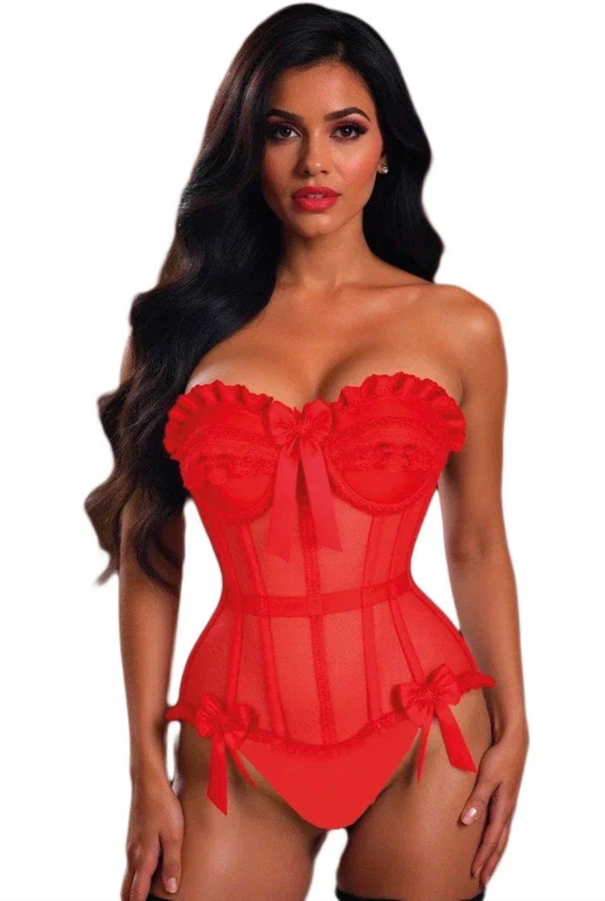 MM-8639 Kirmizi Korse Bustiyer Set