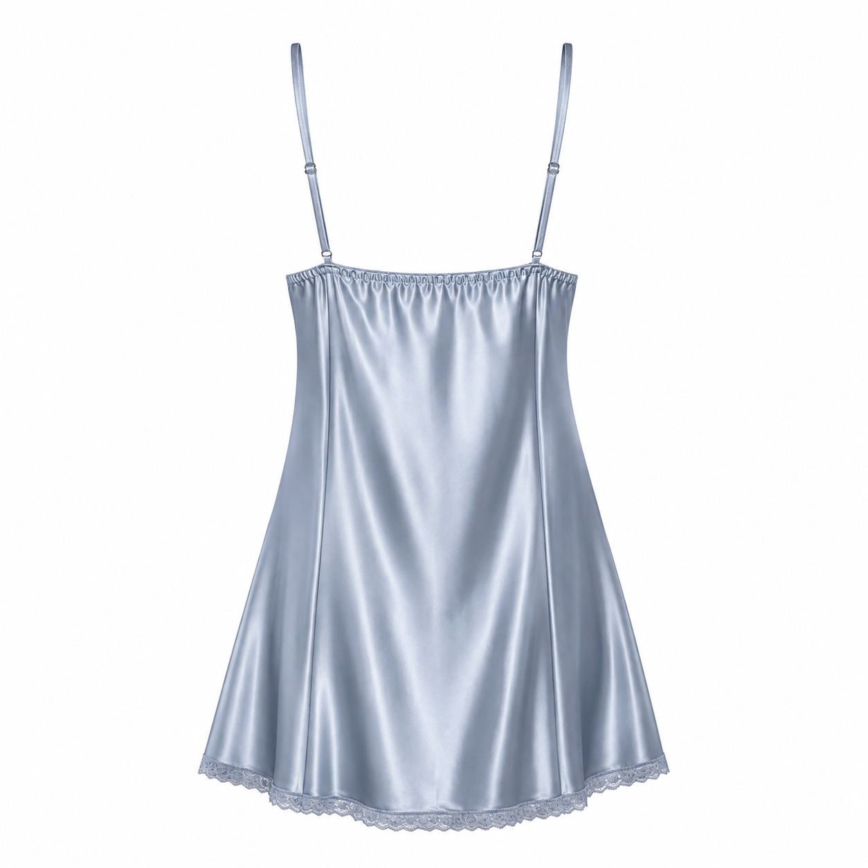 MM-4012 Hailey Gri Mini Saten Gecelik