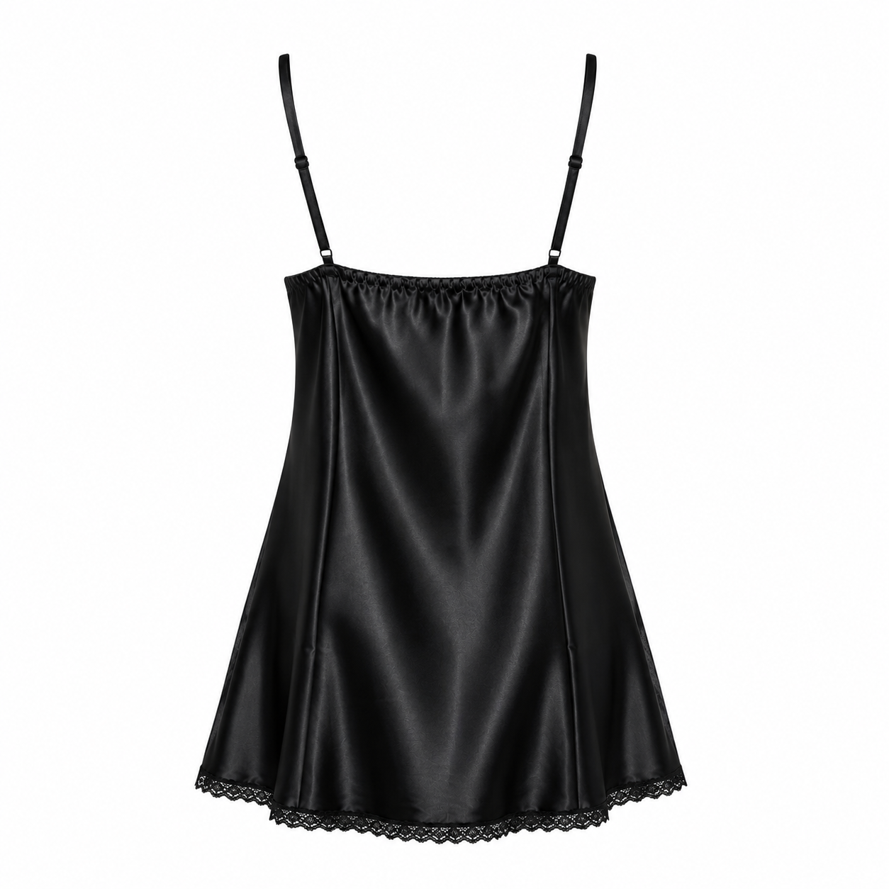 MM-4010 Hailey Siyah Mini Saten Gecelik