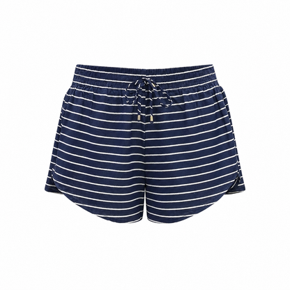 MM-6015 Banu Lacivert-Beyaz Cizgili Mini Sort