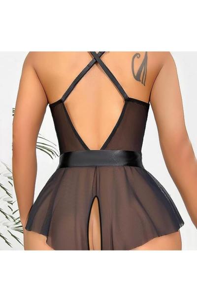 MM-1021 Siyah Peri Erotik Bodysuit