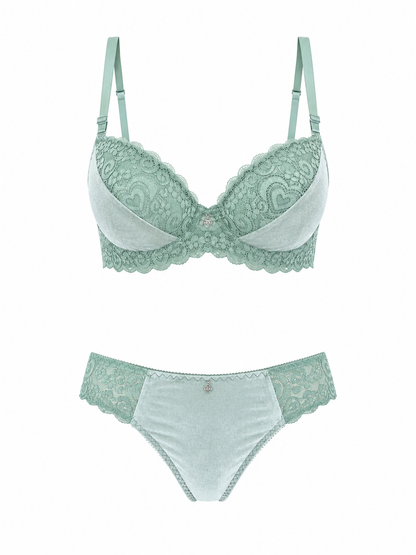 MM-8015  Ashley Mint Kadife Sutyen Takimi