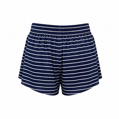 MM-6015 Banu Lacivert-Beyaz Cizgili Mini Sort