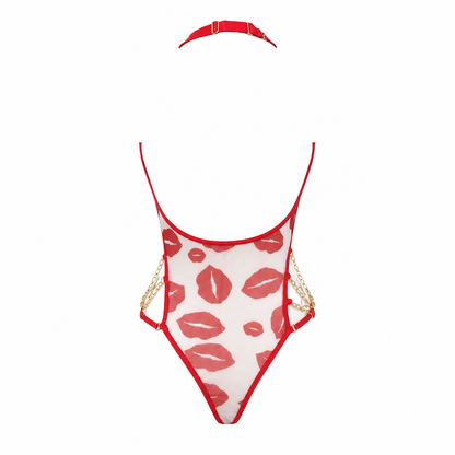 MM-1035 Kissy Lips Baskili Erotik Bodysuit