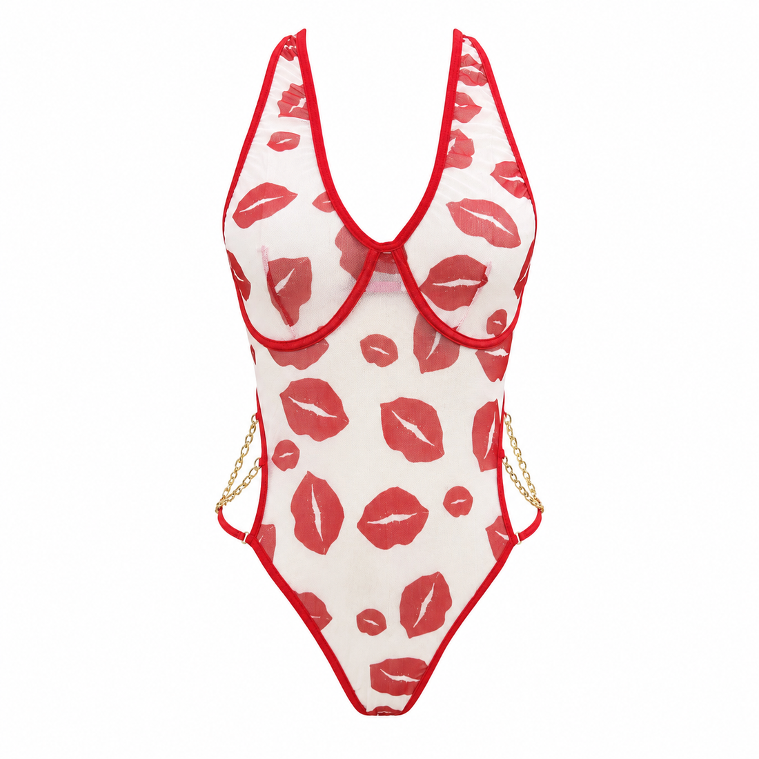 MM-1035 Kissy Lips Baskili Erotik Bodysuit