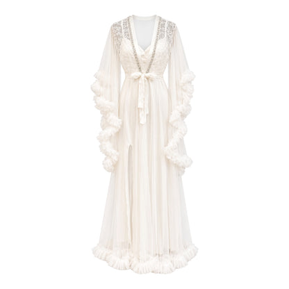 MM-03090 Grace 1930lar Gecelik Seti - Beyaz