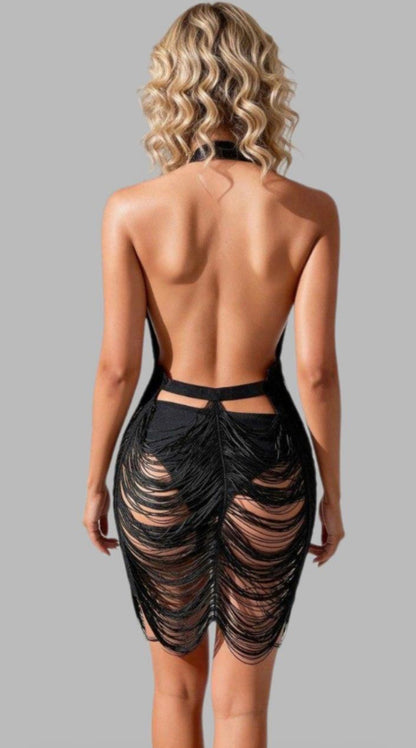 MM-8628 Siyah Puskul Fantazi Elbise