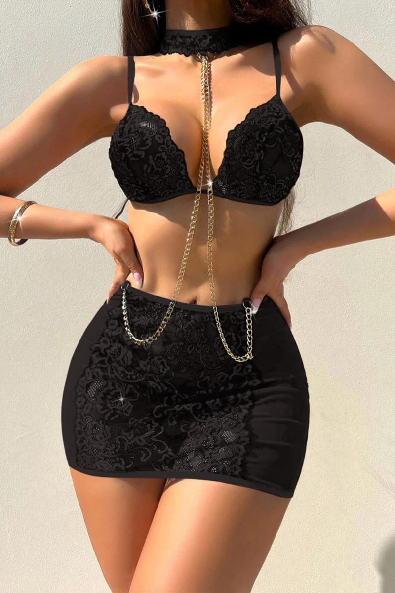 MM-1029 Siyah Zincir Choker Erotik Takim