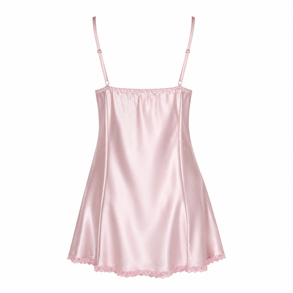 MM-4013 Hailey Pudra Mini Saten Gecelik