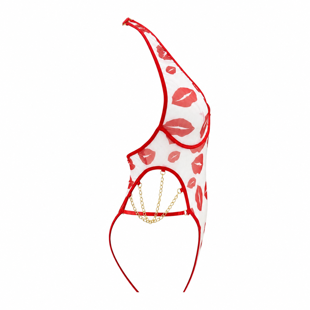 MM-1035 Kissy Lips Baskili Erotik Bodysuit