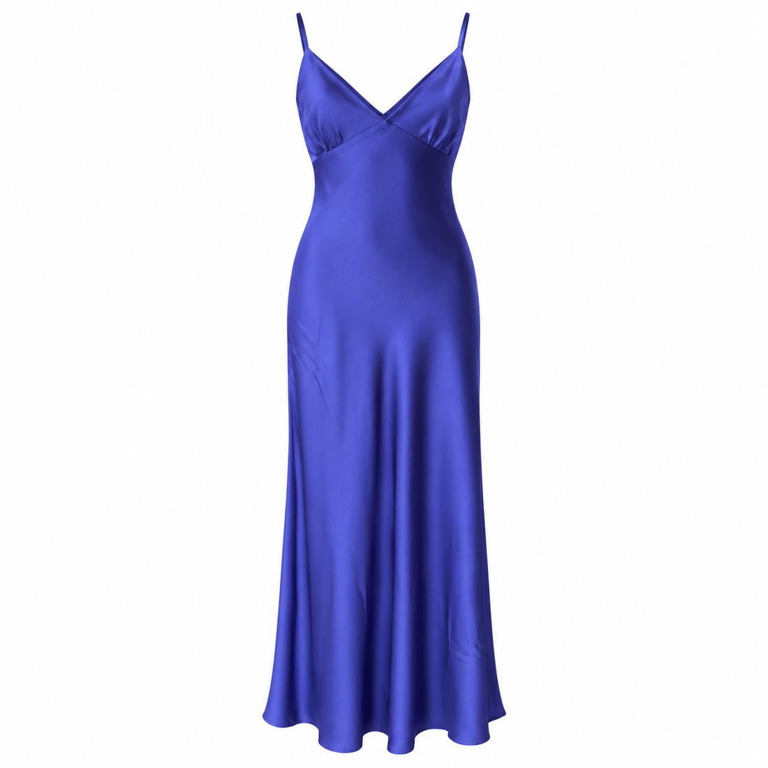 MM-4037 Beverly Saks Mavi Maksi Saten Gecelik