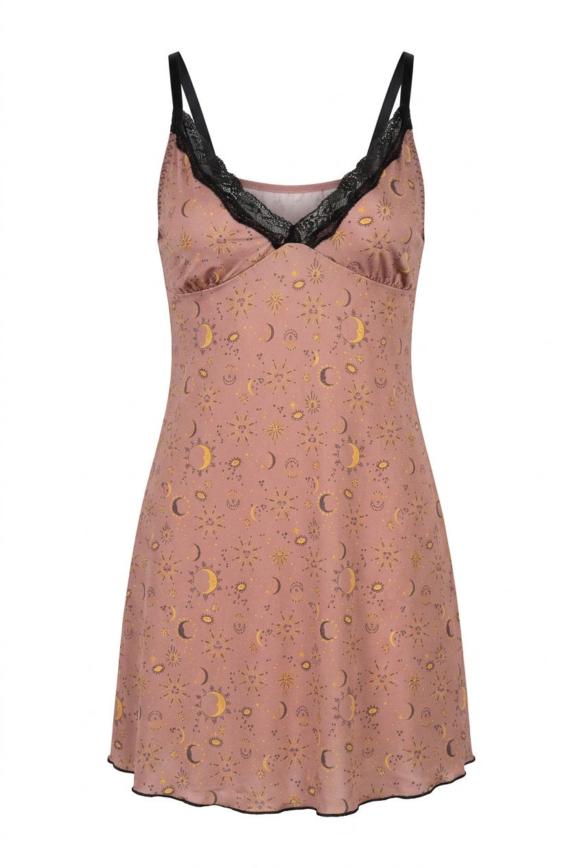 MM-4021 Kendall Galaksi Baskili Mini Gecelik