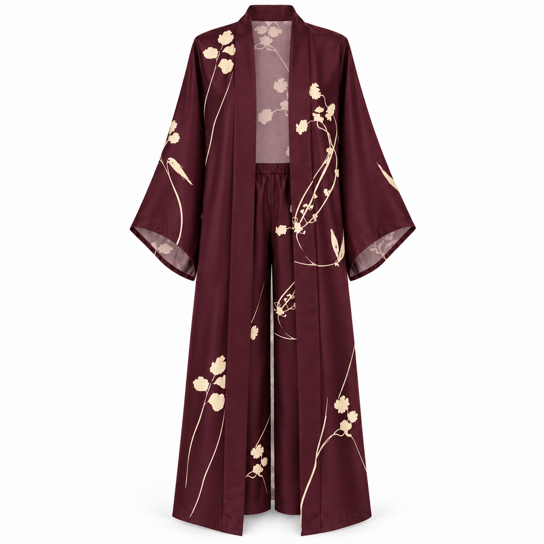 MM-6039 Oslo Bordo Sabahlik ve Pijama Takimi