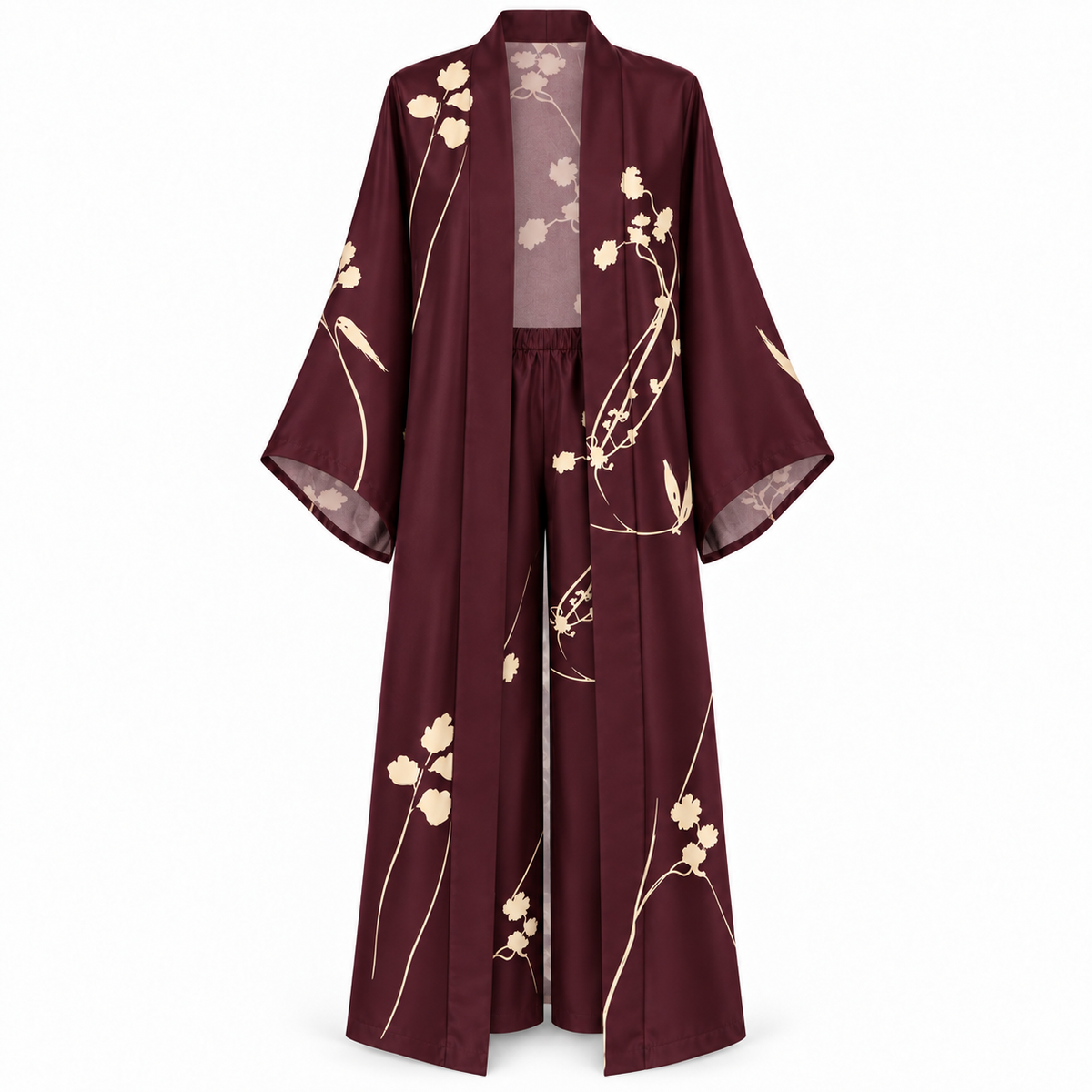 MM-6039 Oslo Bordo Sabahlik ve Pijama Takimi