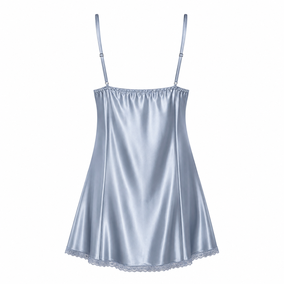 MM-4012 Hailey Gri Mini Saten Gecelik