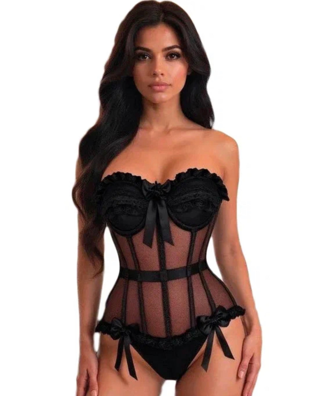 MM-8639 Siyah Korse Bustiyer Set