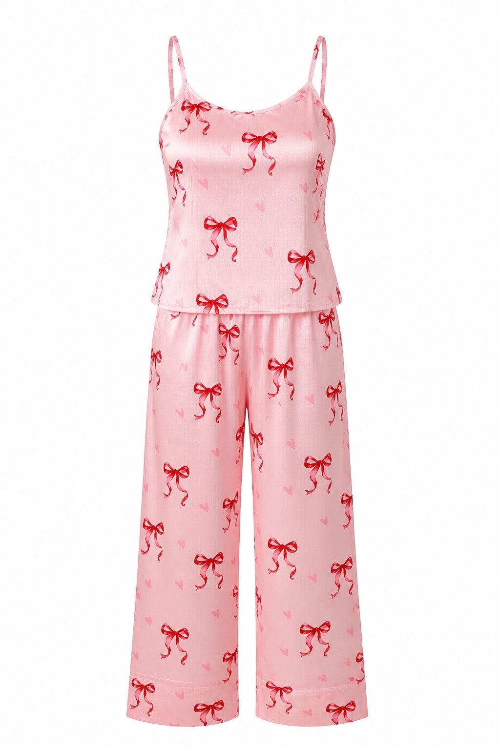 MM-6001 Pinky Bow Pembe Saten Pijama Takimi