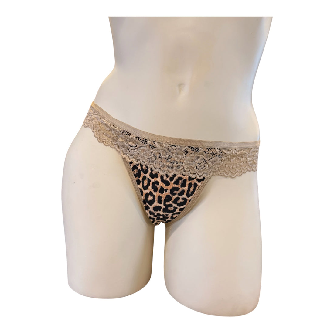 MM-2014 Leoni Cicek Detayli Bej Leopar Tanga