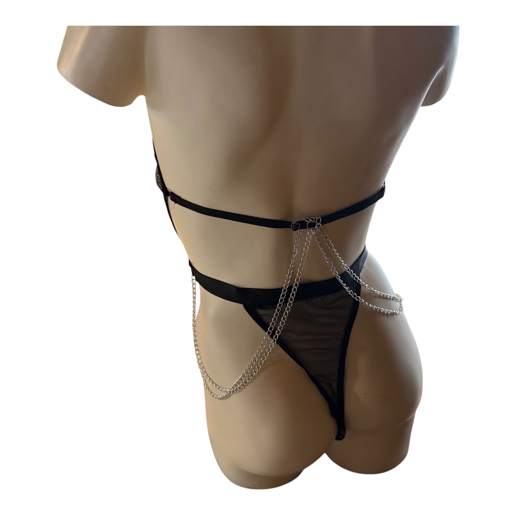 MM-1036 Zincir Detayli Derili Bodysuit