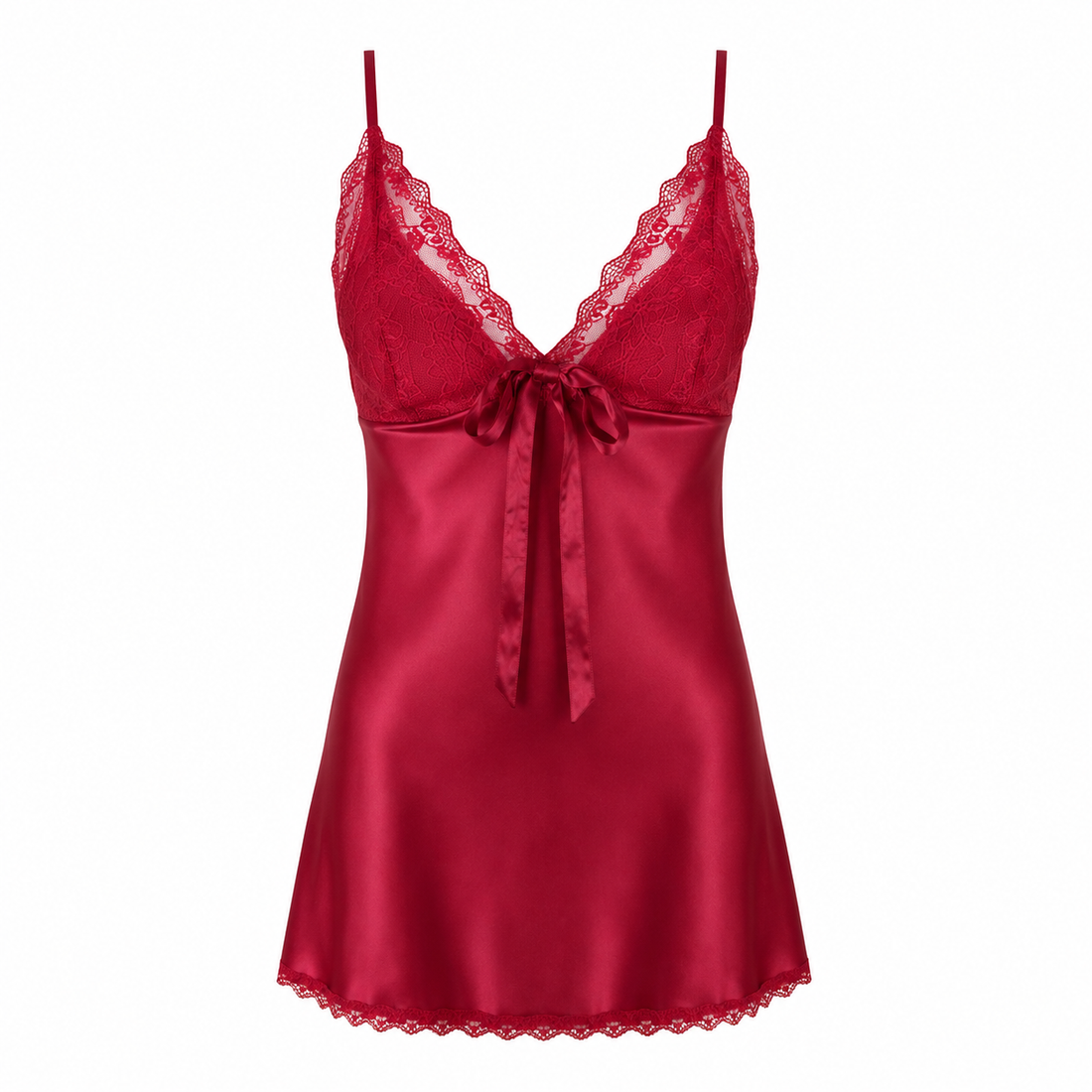 MM-4008- Hailey Bordo Mini Saten Gecelik