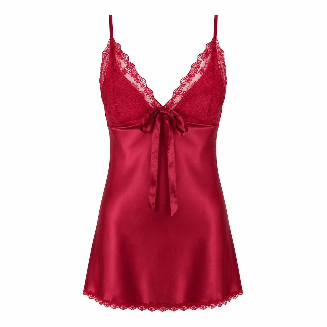 MM-4008- Hailey Bordo Mini Saten Gecelik