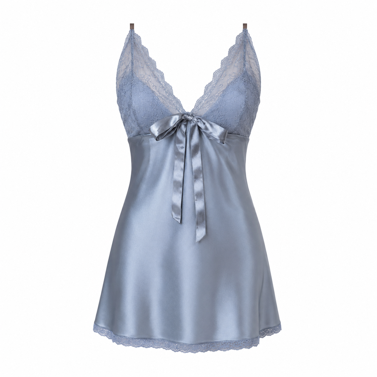 MM-4012 Hailey Gri Mini Saten Gecelik