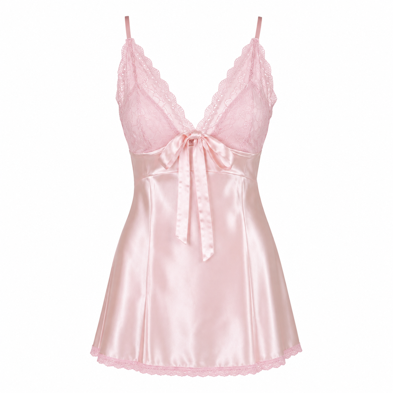 MM-4013 Hailey Pudra Mini Saten Gecelik