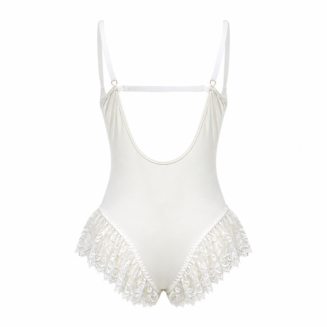MM-1033 Beyaz Dantelli Teddy Tulum