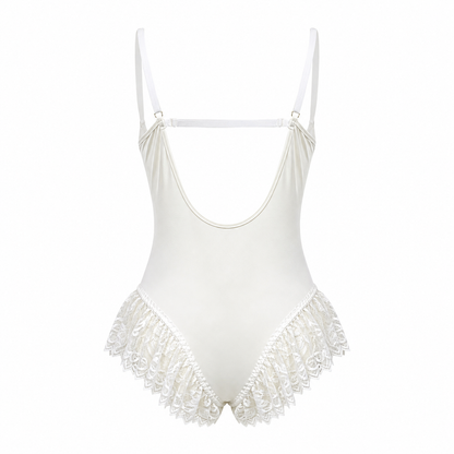 MM-1033 Beyaz Dantelli Teddy Tulum
