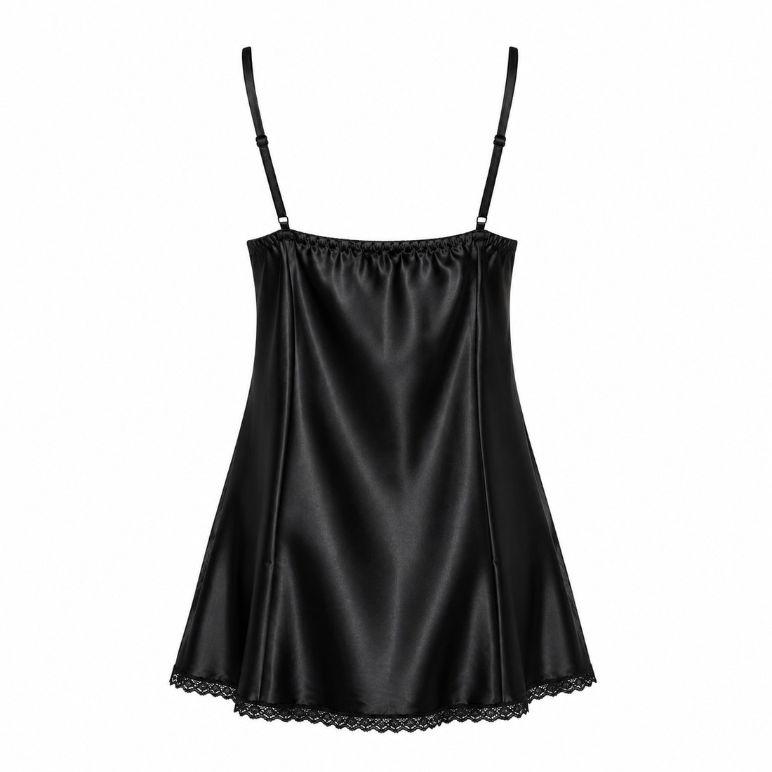 MM-4010 Hailey Siyah Mini Saten Gecelik