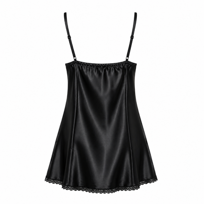 MM-4010 Hailey Siyah Mini Saten Gecelik
