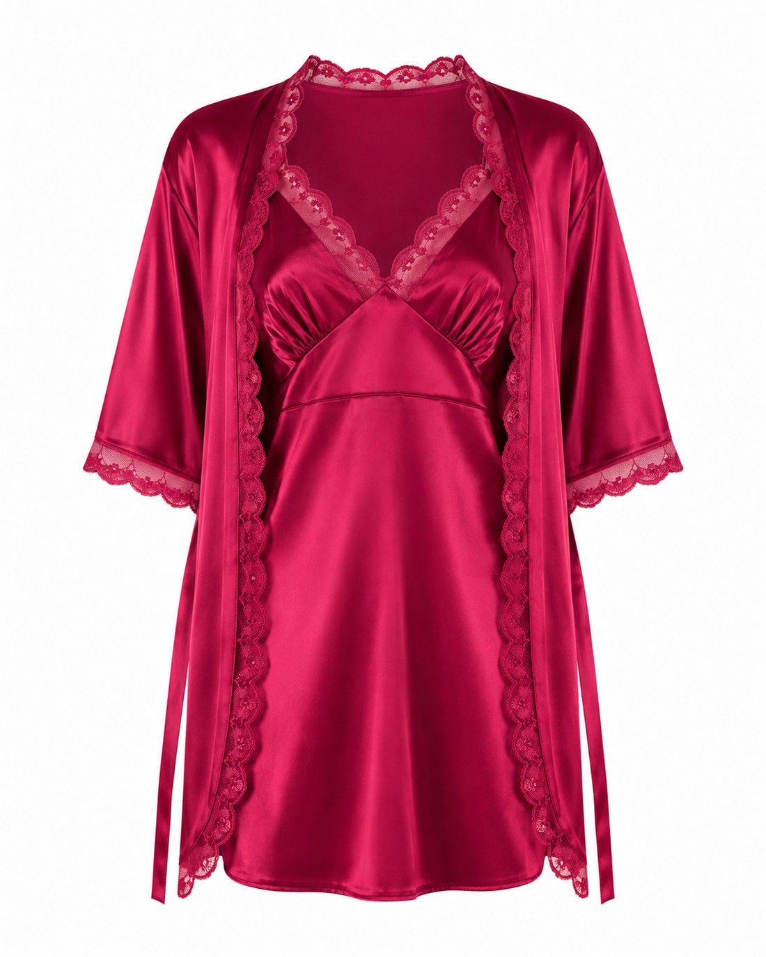 MM-4004- Lisa Saten Bordo Gecelik Takimi