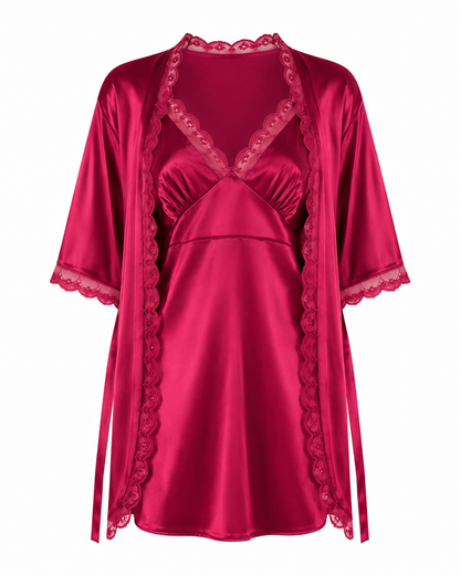 MM-4004- Lisa Saten Bordo Gecelik Takimi