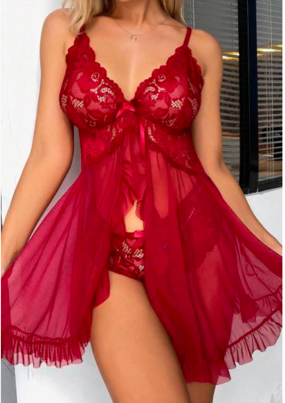 MM-1001 Bordo Babydol Gecelik