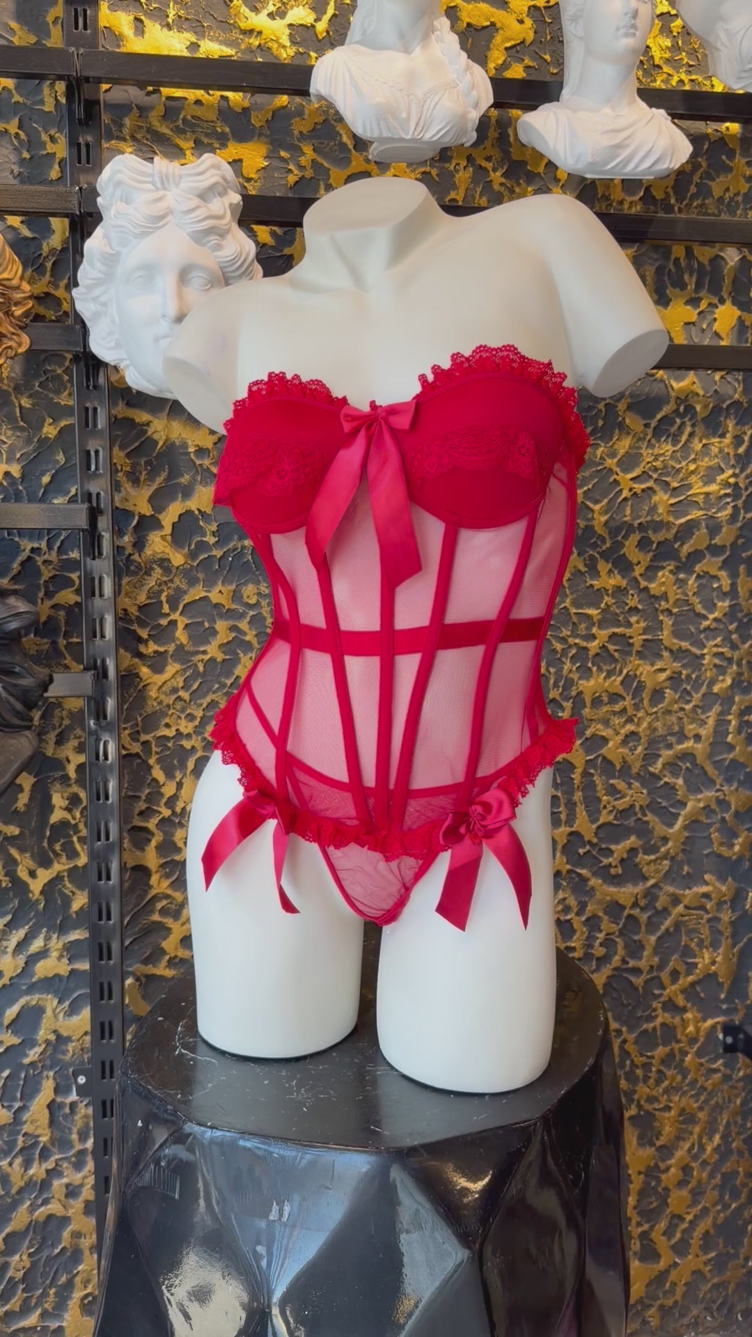 MM-8639 Kirmizi Korse Bustiyer Set